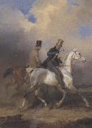 Franz Kruger Outing of Prince William of Prussia on Horse Back,Accompanied by the Artist (mk45) oil painting reproduction